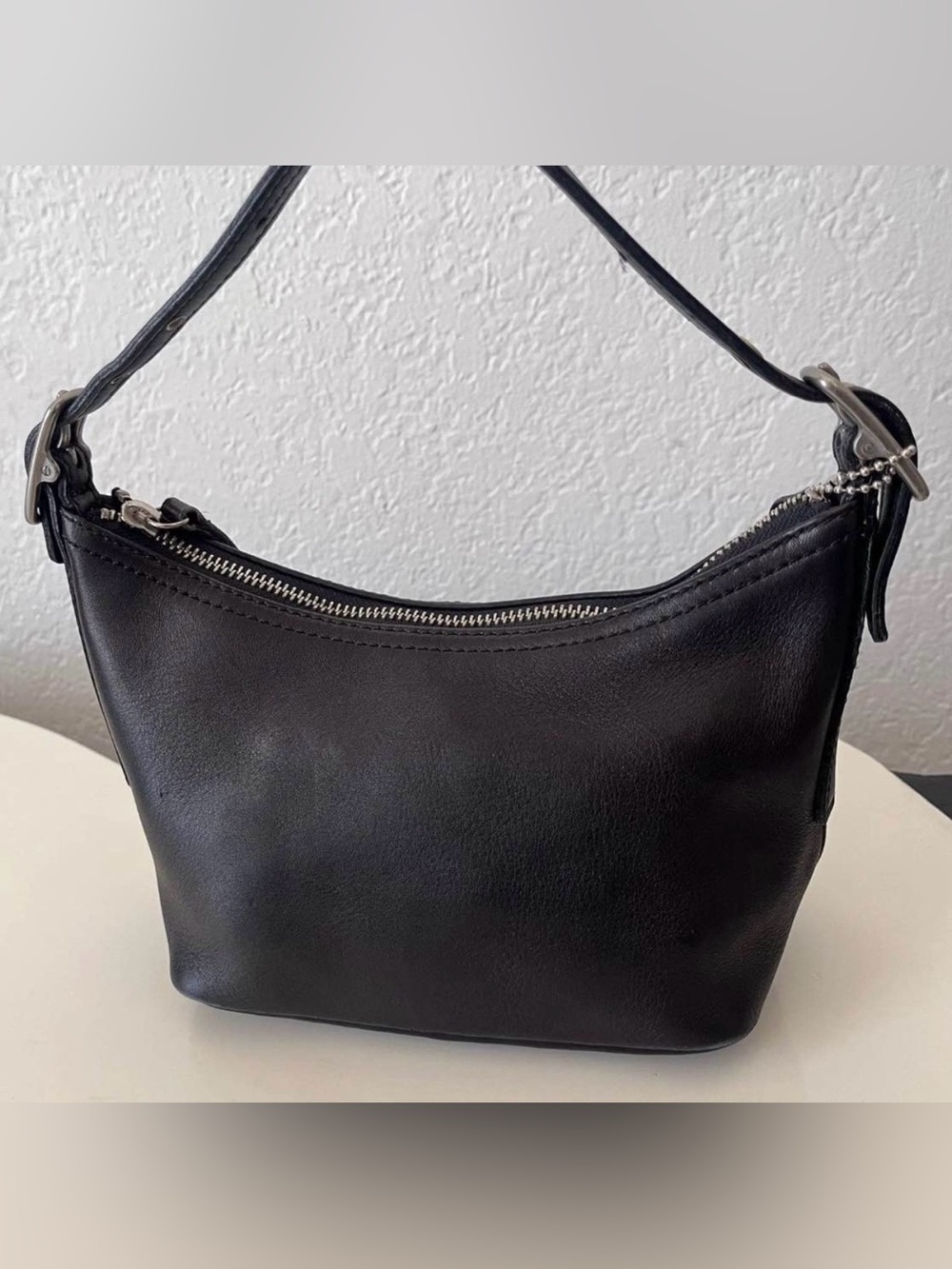 Classic Black Leather Shoulder Bag